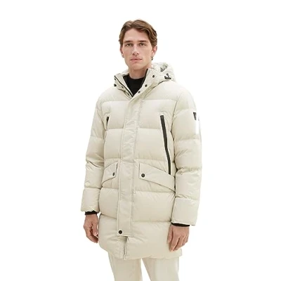 Abbildung von TOM Tailor MIT Recycelter Daune Daunenmantel, Herren, Größe: Medium, Beige alfalfa