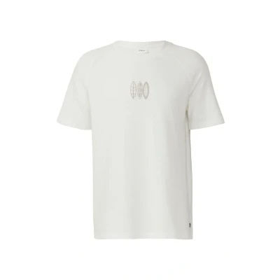 Abbildung von s.Oliver Raglan MIT Flammgarnstruktur UND Stickerei Tshirt basic, Herren, Größe: Small, Weiß