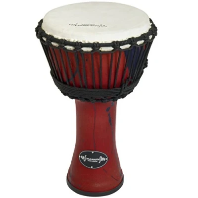 Abbildung von World Rhythm MDJ002 RD 10&quot; Seil gestimmte Djembe Trommel Rote Afrikanische Synthetic Handtrommel