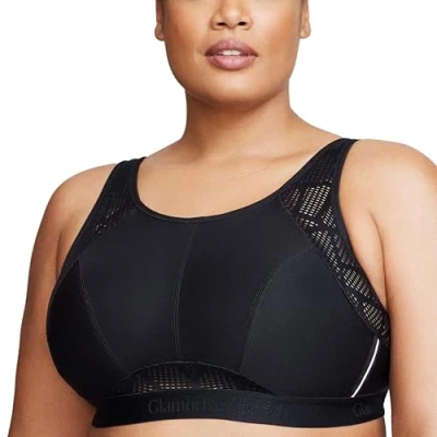 Abbildung von Große Größen Plusgröße Atmungsaktiver Mesh Sport BH ohne Bügel Nr. 1068, Schwarz, 80E