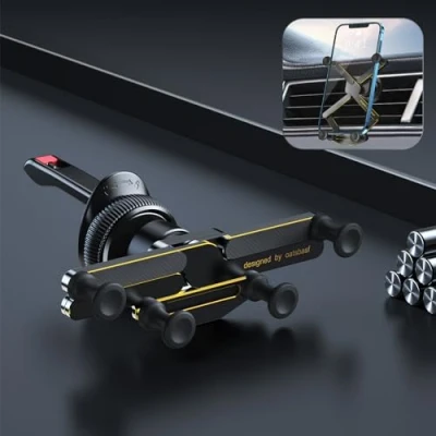 Abbildung von OATSBASF KFZ Handyhalterung 2023 Upgrade Gravity Auto Handyhalterung, Freisprecheinrichtung, Schwerkraft Lüftungsschlitz Autohalterung, geeignet für Handys unter 7 Zoll (X03 Gold)