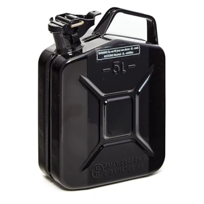 Abbildung von BW Benzinkanister Metall Kraftstoffkanister 5 Liter Schwarz RAL 9005 (5L,10L und 20L, mit Ausgießer), TÜV geprüft UN Zulassung Made in Europe