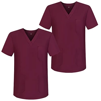 Abbildung von MISEMIYA Pack*2 Arbeitskleidung Unisex Spitze Kragen Kurze Medizinische Uniformen Ref.817 Medium, Granat 68