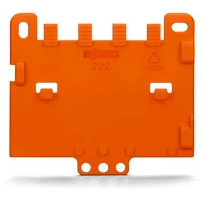 Abbildung von WAGO Zugentlastungsplatte 222 505 für Befestigungsadapter der Serie 221 und 222, 10 Stück, einfach anrastbar an Befestigungs Adapter, orange