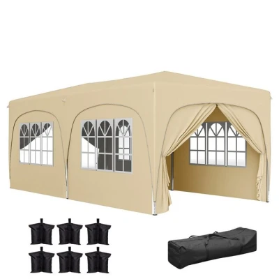 Abbildung von Pavillon ca. 3x6m, wasserabweisend Stabil Winterfest Pop up Faltpavillon, Sand