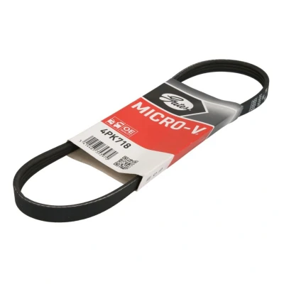 Abbildung von GATES Micro V 4PK718 Keilrippenriemen 718 4 Polyester, EPDM (Ethylen Propylen Dien Kautschuk) DACIA: Sandero I, Logan I MCV, Limousine