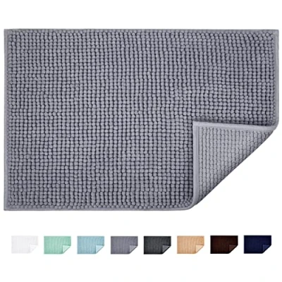 Abbildung von JARITTO Badematte rutschfest Badvorleger Mit Chenille Mikrofaser Badezimmerteppich Saugfähig Weich Maschinenwaschbar für Dusche Toilette 50 x 80 cm (Grau)