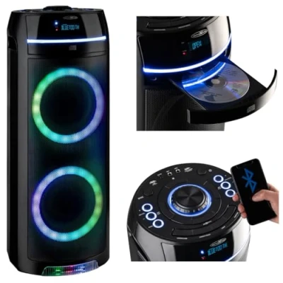 Abbildung von Reflexion auna KC 13 ULTRASONIC CD Party Lautsprecher (mit Radio, Bluetooth, USB, MP3, CD, AUX IN, Akku)