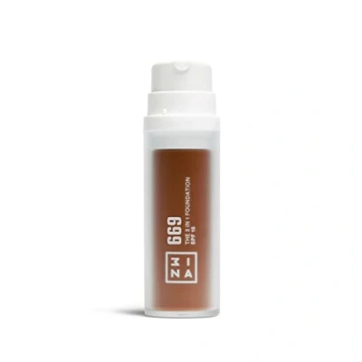 Abbildung von 3INA MAKEUP The 3 in 1 Foundation 669 Dunkelbraun mit Unterton Gelb Grundierung Concealer &amp; SPF15 Vitamin C Vegan Cruelty Free