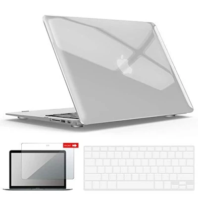 Abbildung von IBENZER MacBook Air 11 Zoll Hülle, Soft Touch Hard Case Hülle mit Tastatur Cover Displayschutzfolie für Apple A1370 1465, Kristallklar, MA11CYCL + 2