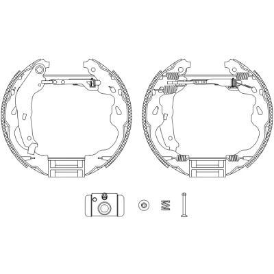Abbildung von TEXTAR Shoe Kit Pro 84064500 Bremsensatz, Trommelbremse mit Radbremszylinder, Stellelement SUZUKI: SWIFT 3, TOYOTA: Yaris I Schrägheck