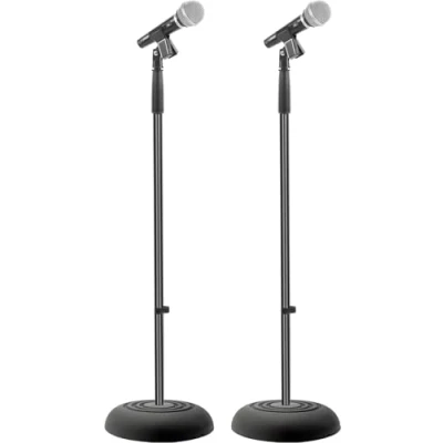 Abbildung von Pyle Mikrofonständer microphone stand, mic Universelles Mikrofonstativ mit kompakter Basis, Höhenverstellbar von 85 bis 152 cm, robustem Standfuß für Studio und Bühne, Standmikrofon, Pair