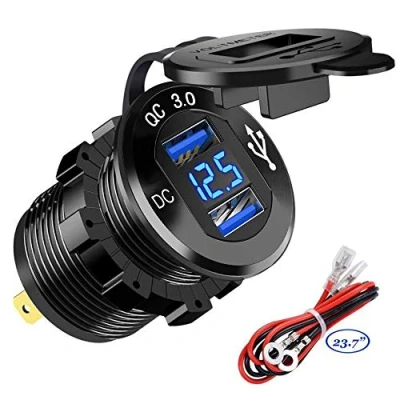 Abbildung von GemCoo QC 3.0 USB Auto Steckdose KFZ Ladegerät mit Zwei Quick Charge Ladeports, 5V/6A Schnellladung für 12V/24V Fahrzeuge Boot Motorrad SUV Bus LKW Wohnwagen Marine