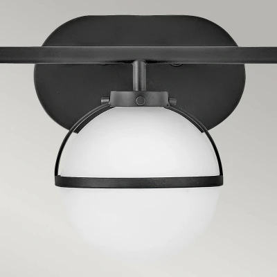 Abbildung von Hinkley HK HOLLIS3 O BK BATH Badezimmerleuchte Hollis E14 40W IP44 Stahl, Opalglas; schwarz L:19.3cm B:60.6cm Ø60.6cm dimmbar