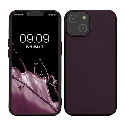Abbildung von kwmobile Case kompatibel mit Apple iPhone 14 Hülle Schutzhülle aus Silikon metallisch schimmernd Handyhülle Metallic Brombeere