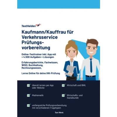 Abbildung von Kaufmann/Kauffrau für Verkehrsservice Prüfungsvorbereitung Online Testtrainer inkl. App I + 4.500 Aufgaben Erfahrungsberichte, Fachwissen, WISO, Lerne für deine IHK Prüfung ..