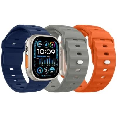 Abbildung von MoKo 3Stück Ozean Armbänder Kompatibel mit Apple Watch Ultra 2 Armband 49mm 46mm 45mm 44mm 42mm für Herren Damen,Wasserdicht Silikon Sport iWatch Serie 10 9 8 7 6 5 4 3 SE 2,MB/O/S