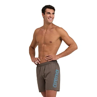 Abbildung von Arena Fundamentals Logo Boxer R Herren Strand und Pool Boxershorts, Badeshorts aus weichem, recyceltem schnell trocknendem Material, Boxershorts mit Netz Innenslip