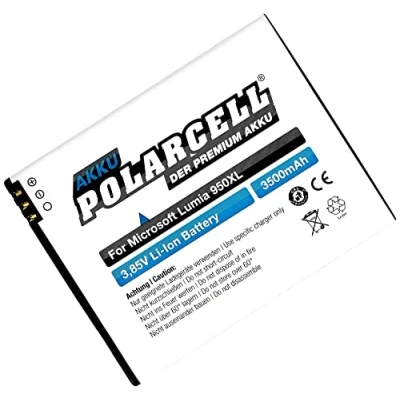 Abbildung von PolarCell Akku für Microsoft Lumia 950XL RM 1085 Dual SIM 1116 ersetzt Original BV T4D 3500mAh Starke Ersatz Batterie selektierte A+ Qualitätszellen