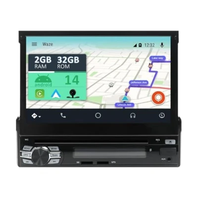 Abbildung von YUNTX Android 14 Universal Autoradio [Integriertes CarPlay/Android Auto/GPS] IPS 2.5D Touchscreen Kostenlose Kamera DAB/Lenkradsteuerung/MirrorLink/Bluetooth 5.0/WiFi/USB/4G/DVD/CD