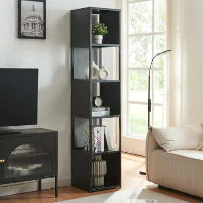 Abbildung von [en.casa] Standregal Finspång Bücherregal Bücherschrank Regal Mehrzweckregal 185x38x38 cm Schwarz