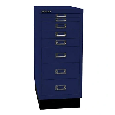 Abbildung von BISLEY MultiDrawer, 29er Serie mit Sockel, DIN A4, 8 Schubladen, Metall, 639 Oxfordblau, 38 x 27.9 67 cm
