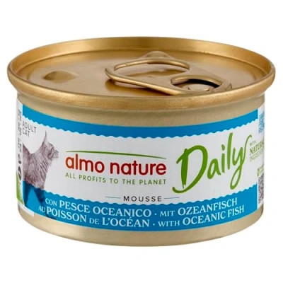 Abbildung von almo nature Daily Grain Free Katzenfutter, Mousse mit Ozeanfisch, Alleinfutter für Katzen, Nassfutter (ohne hinzugefügtes Getreide), 24er Pack (24 x 85g)