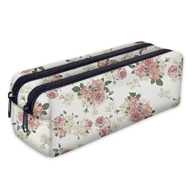 Abbildung von Mäppchen Federtasche Schlamperbox Federmäppchen Schüleretui Stiftemappe mit Zwei Reißverschlüssen Blumen [107]
