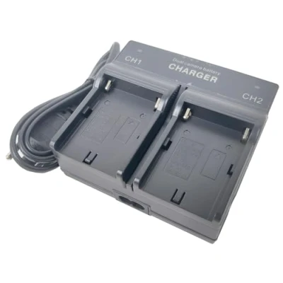 Abbildung von Dual Channel Akku Ladegerät kompatibel mit Sony NP F330 F550 F570 F750 F770 F960 F970 CCD TRV DCR Serie Handycam Camcorder Photography LED Vedio Light