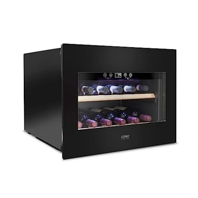 Abbildung von CASO WineDeluxe E 18, Einbau Weinkühlschrank, Lagerung von bis zu 18 Flaschen, Kompressortechnik, Touch Bedienung, Temperaturbereich 5 20 C, Türanschlag wechselbar, für jede 45er Nischenhöhe