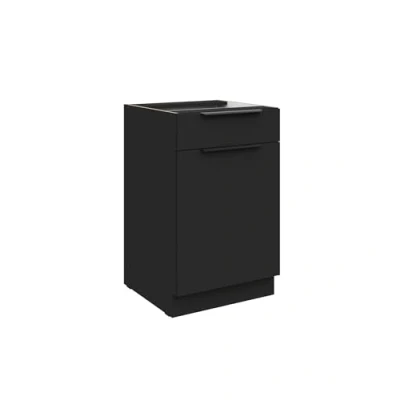 Abbildung von Küchen Preisbombe Unterschrank 50 cm Küche SIENA Schwarz Vollauszug Soft Close Küchenzeile