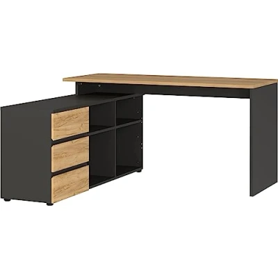 Abbildung von GERMANIA Eckschreibtisch &quot;Lissabon&quot;, mit integriertem Sideboard, rechts oder links montierbar