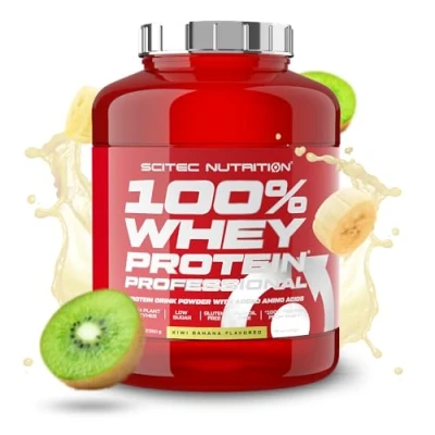 Abbildung von Scitec Nutrition 100% Whey Protein Professional Angereichert mit zusätzlichen Aminosäuren und Verdauungsenzymen Glutenfrei Palmölfrei, 2.35 kg, Kiwi Banana