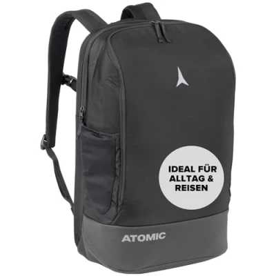 Abbildung von ATOMIC TRAVEL PACK Rucksack Schwarz Rucksäcke mit herausnehmbaren Fächern Laptoprucksack 17&quot; Laptopfach Extra Fach für Schuhe Reiserucksack EVA Rückenpanel