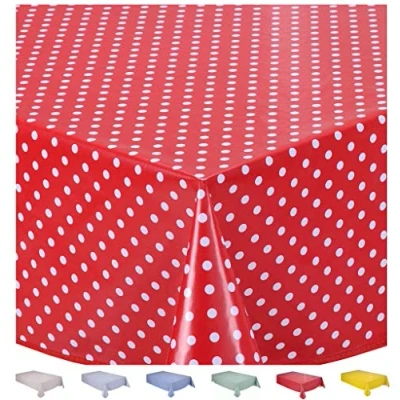 Abbildung von Wachstuch Tischdecke Abwaschbar Eckig 140 x 200 cm Kleine Tupfen Rot