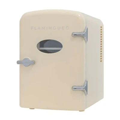 Abbildung von Flamingueo Mini Kühlschrank 4L Klein, 12V/220V, Funktion Kühlen und Heizen, Kleiner Für Zimmer, Tischkühlschrank, Minibar
