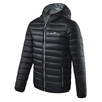 Abbildung von Black Crevice Herren Steppjacke I wind &amp; wasserabweisende Jacke mit Kunstfaserfüllung Kapuze, schwarz/rot, 52