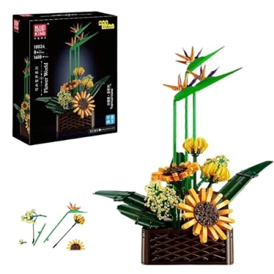 Abbildung von COIL Spielklötze, Bauklötze, Baukasten, Sonnenblume im Topf Spielbauklötze, (Modell: 10024, 1608 St., Paradiesvogel Blumenstrauß), Botanische Sammlung, Wohndekor, für Kinder ab 8 Jahren