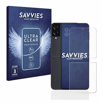 Abbildung von Savvies 6 Stück Schutzfolie für Samsung Galaxy Z Flip 4 (Display+Kamera) Displayschutz Folie Ultra Transparent