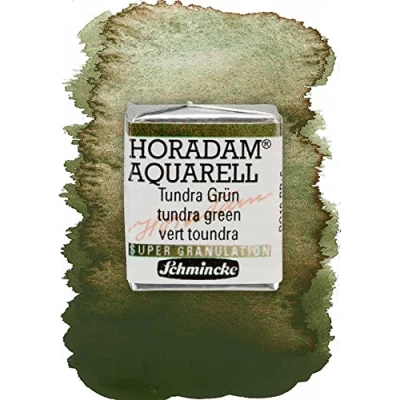 Abbildung von Schmincke HORADAM® AQUARELL, Super Granulation, 14 985 044 Tundra Grün, 1/2 Näpfchen, sehr stark granulierende Farbtöne, feinste, supergranulierende Aquarellfarben