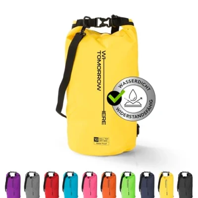 Abbildung von #DoYourOutdoor Where Tomorrow Dry Bag Tasche 20L gelb Wasserdichter Rucksack Wasserfester Beutel &amp; Packsack Drybag ideal für Boot, Kajak, Angeln und Camping
