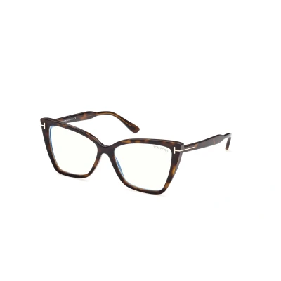 Abbildung von TOM FORD Damen FT5844 B 52 Rahmen von BRILLEN Injiziert Havanna Cat Eye Normal