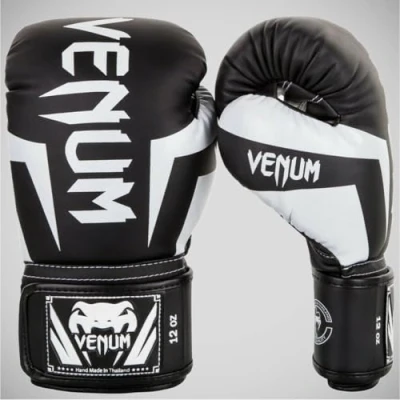 Abbildung von Venum Unisex Elite Boxing Gloves Boxhandschuhe, Schwarz/Weiß, 10 Oz EU