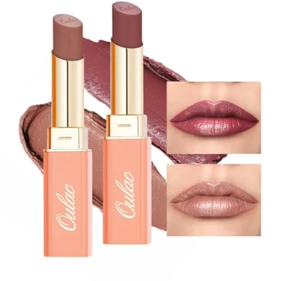 Abbildung von Oulac Matt Lippenstift Geschmeidige und Hydratisierte, Cremiges Lippenstifte, Satin Matte Finish, Intensive Farbe, Langanhaltend,Vegane 4g*2,SG04+SG08