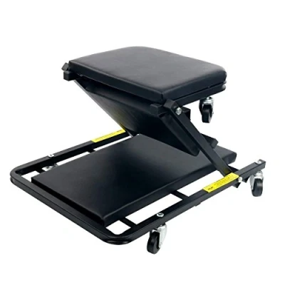 Abbildung von FreeTec Faltbar Rollbrett Werkstattliege 2 in 1 Sitz bis 150kg Platzsparender 40 Zoll 360 Lenkrollen Rolliege Werkstatthocker