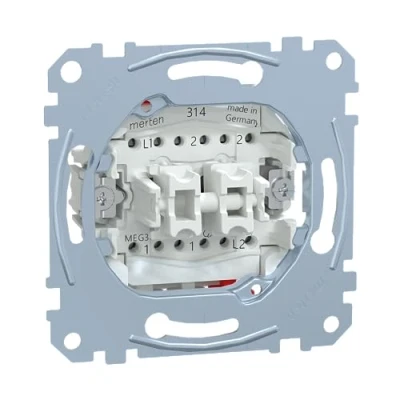 Abbildung von Schneider Electric Merten MEG3126 0000 Doppelwechselschalter Einsatz, 1 polig, 10 AX, AC 250 V, Steckklemmen, Grau