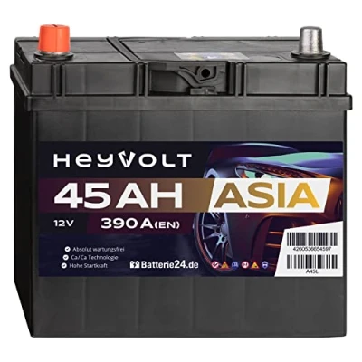 Abbildung von HeyVolt Asia Autobatterie 12V 45Ah 390A/EN Starterbatterie, absolut wartungsfrei, Pluspol Links