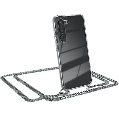 Abbildung von EAZY CASE Handykette kompatibel mit Samsung Galaxy S23, Handyhülle Abnehmbarer Kette, Necklace Hülle Band, Metallriemen Handy,Phone Chain anpassbarem Ersatzband Metall Silber