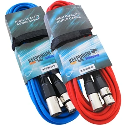 Abbildung von keepdrum 2x MC 001XX 6m XLR Kabel Mikrofonkabel XLR/XLR 1x ROT BLAU