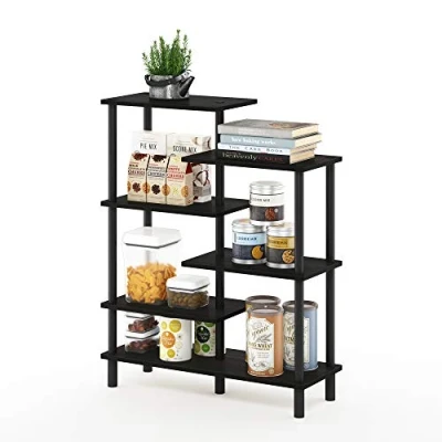Abbildung von Furinno Akzent Deko Regal mit unterschiedlichen Ebenen, holz, Espresso/Schwarz, 29.49 x 80 82.5 cm